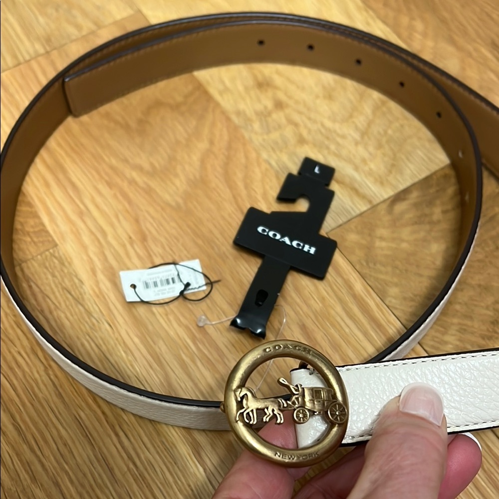 Coach White and Gold Belt